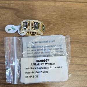 Bomb Party Ring. Lab Created Alexandrite Size 8. June Birthday Collection.